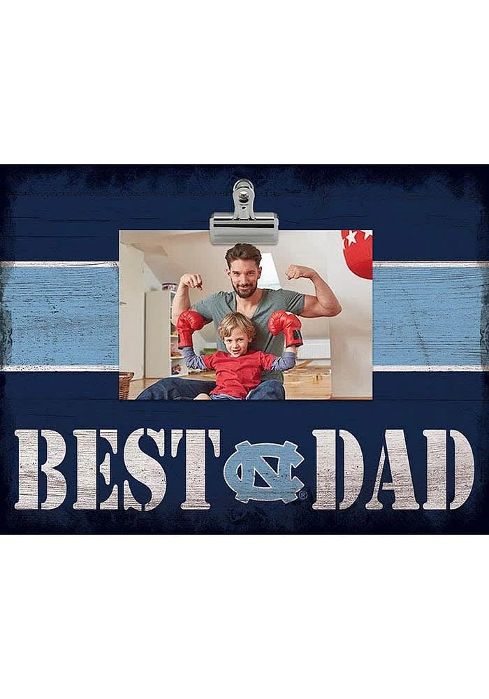 North Carolina Tar Heels Best Dad Striped Clip Picture Frame - Blue