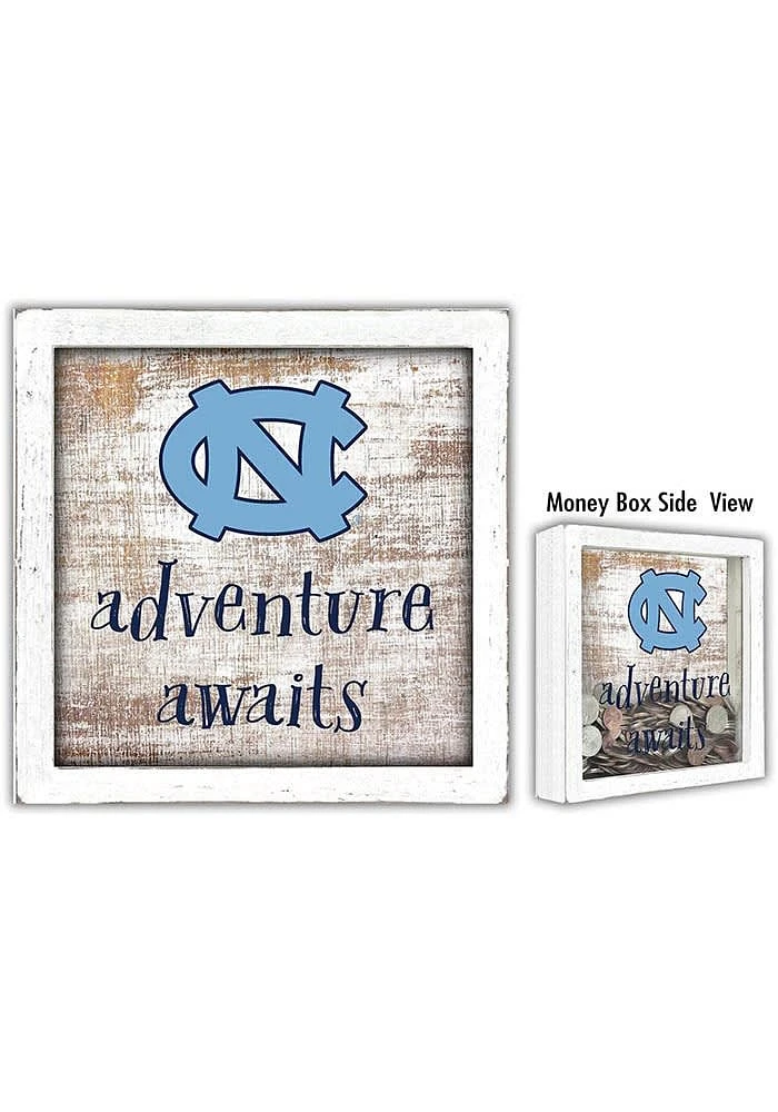 North Carolina Tar Heels Adventure Awaits Box Sign - Blue