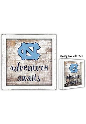 North Carolina Tar Heels Adventure Awaits Box Sign - Blue