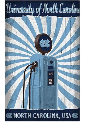North Carolina Tar Heels Retro Pump Location Sign - Blue