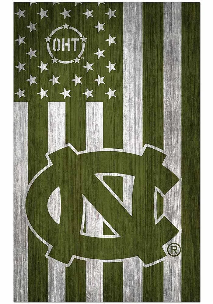 North Carolina Tar Heels 11x19 OHT Military Flag Sign - Blue