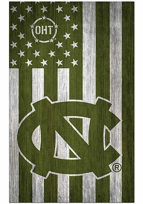 North Carolina Tar Heels 11x19 OHT Military Flag Sign - Blue