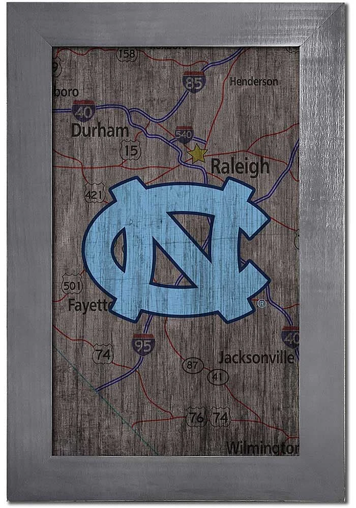 North Carolina Tar Heels City Map Sign - Blue