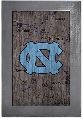 North Carolina Tar Heels City Map Sign - Blue