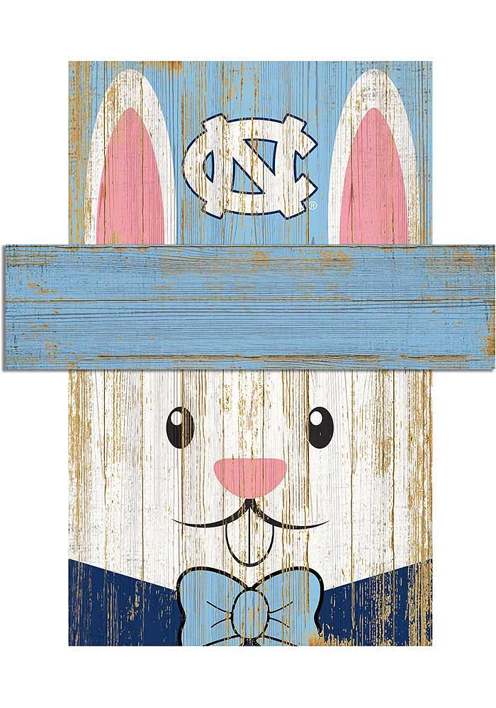 North Carolina Tar Heels Easter Bunny Head Sign - Blue