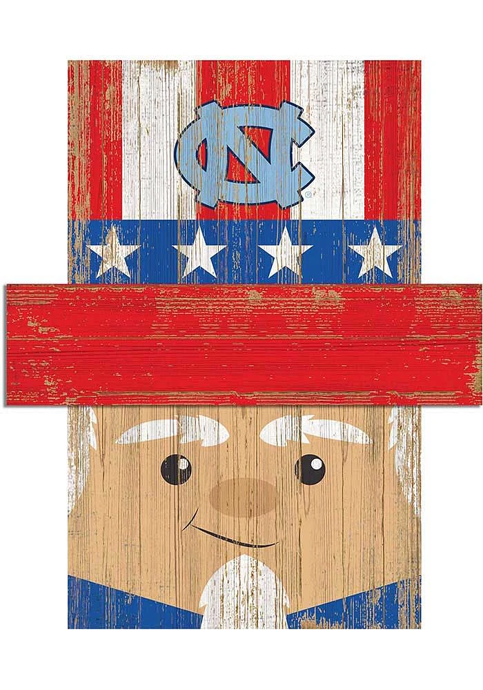 North Carolina Tar Heels Patriotic Head Sign - Blue
