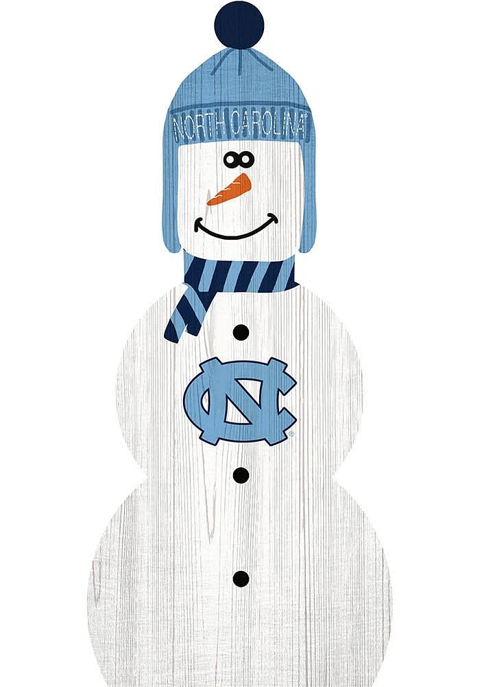 North Carolina Tar Heels Snowman Leaner Sign - Blue