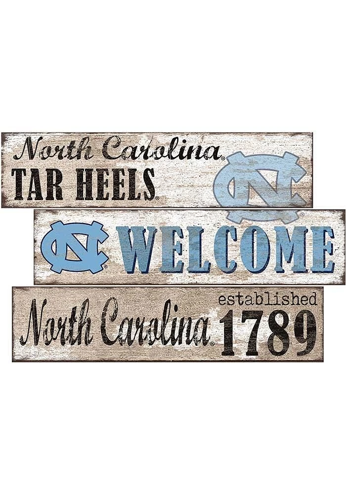 North Carolina Tar Heels Welcome 3 Plank Sign - Blue