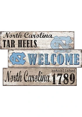 North Carolina Tar Heels Welcome 3 Plank Sign - Blue