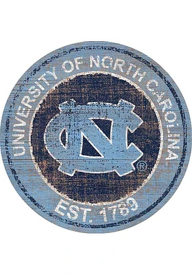 North Carolina Tar Heels Round Heritage Logo Sign - Blue
