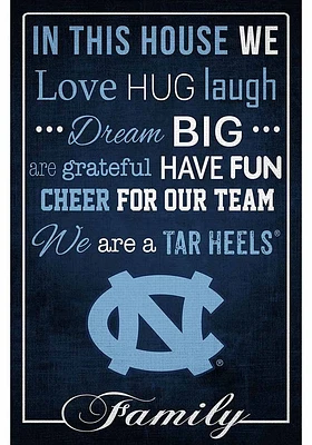 North Carolina Tar Heels In This House 17x26 Sign - Blue