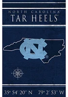 North Carolina Tar Heels Coordinates 17x26 Sign - Blue