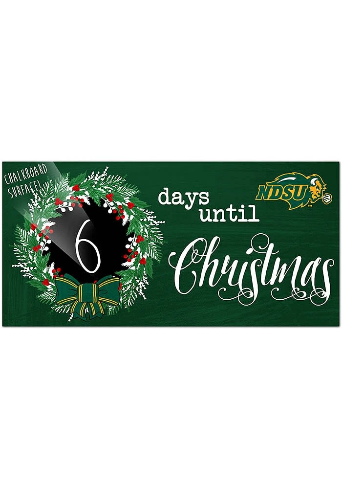 North Dakota State Bison Chalk Christmas Countdown Sign - Green