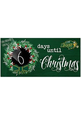North Dakota State Bison Chalk Christmas Countdown Sign - Green