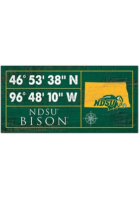North Dakota State Bison Horizontal Coordinate Sign - Green