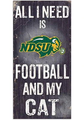 North Dakota State Bison Football and My Cat Sign - Green