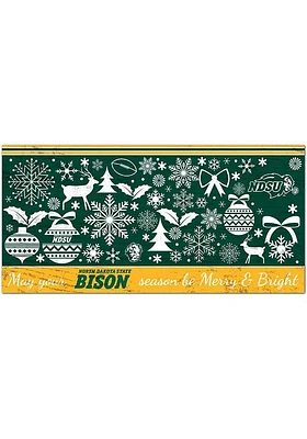 North Dakota State Bison Merry and Bright Sign - Green