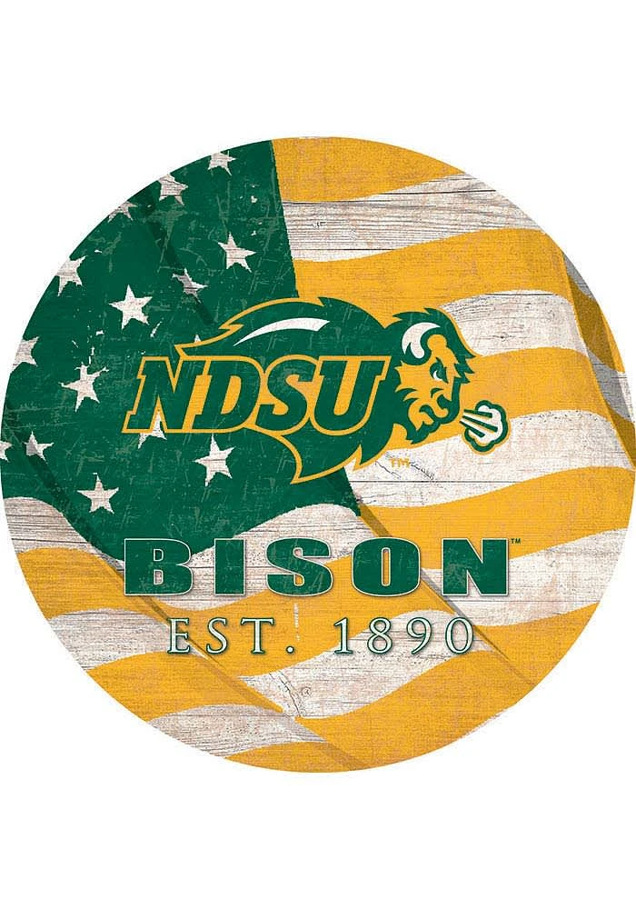 North Dakota State Bison 24in Flag Circle Sign - Green