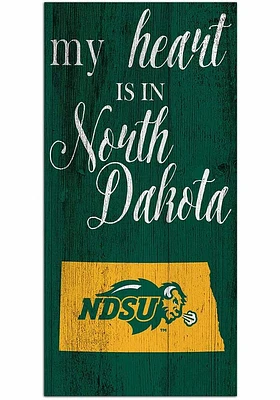 North Dakota State Bison My Heart State Sign - Green