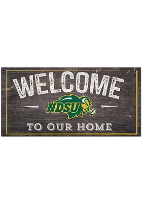 North Dakota State Bison Welcome Distressed Sign - Green