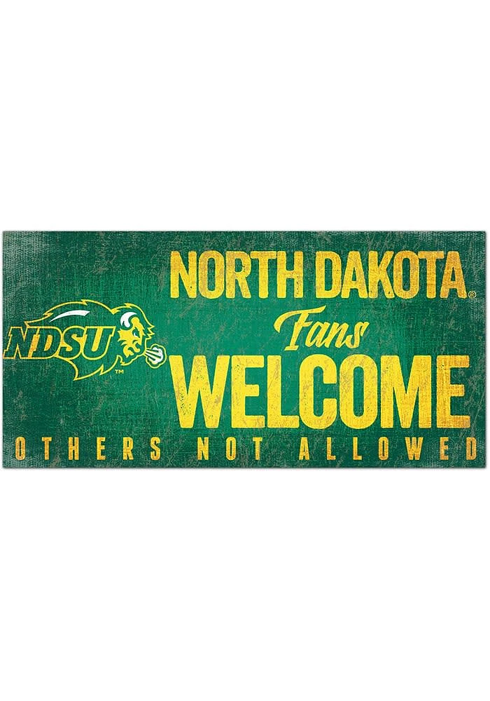 North Dakota State Bison Fans Welcome 6x12 Sign - Green