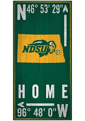 North Dakota State Bison Coordinate Sign - Green
