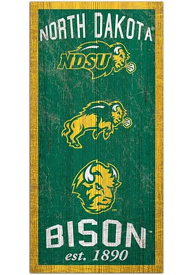 North Dakota State Bison Heritage 6x12 Sign - Green