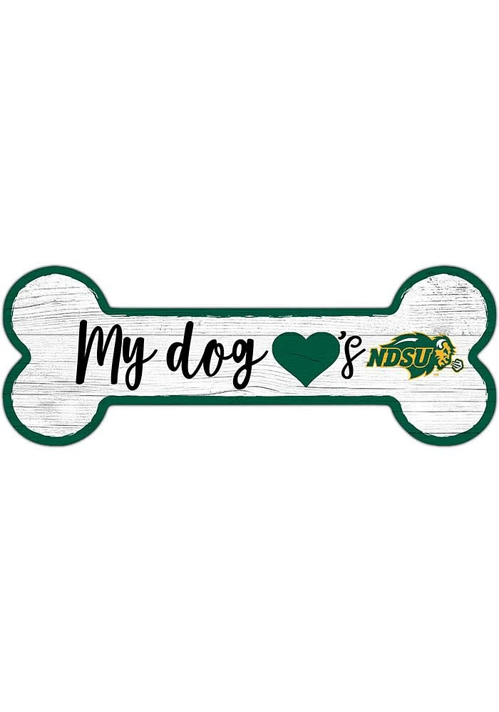 North Dakota State Bison Dog Bone 6x12 Sign - Green