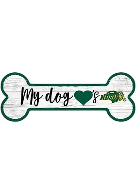North Dakota State Bison Dog Bone 6x12 Sign - Green