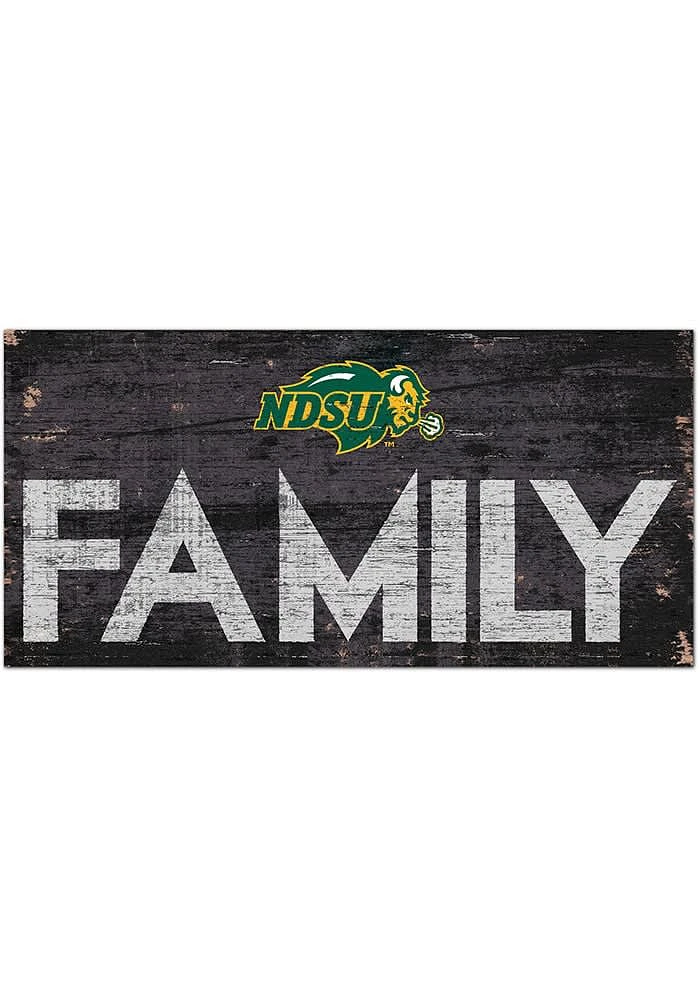North Dakota State Bison Family 6x12 Sign - Green