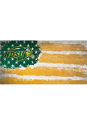 North Dakota State Bison Flag 6x12 Sign - Green