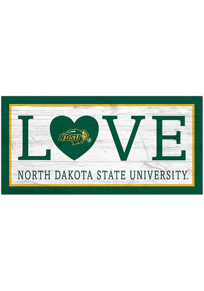 North Dakota State Bison Love 6x12 Sign - Green