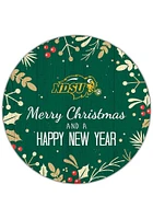 North Dakota State Bison Merry Christmas and New Year Circle Sign - Green