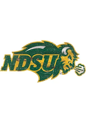North Dakota State Bison Team Logo 8 Inch Cutout Sign - Green