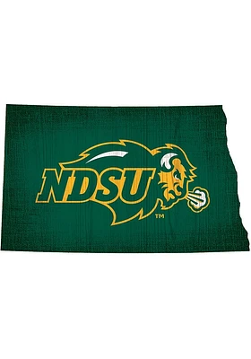 North Dakota State Bison State Cutout Sign - Green