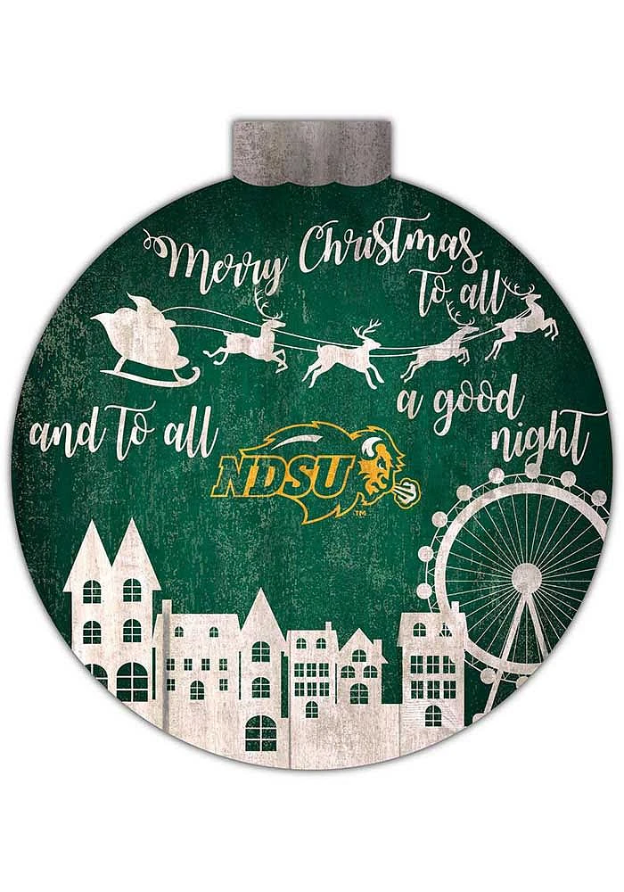North Dakota State Bison Christmas Village Sign - Green