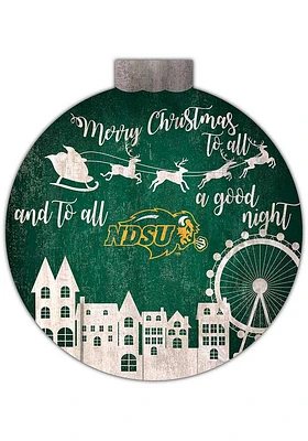 North Dakota State Bison Christmas Village Sign - Green