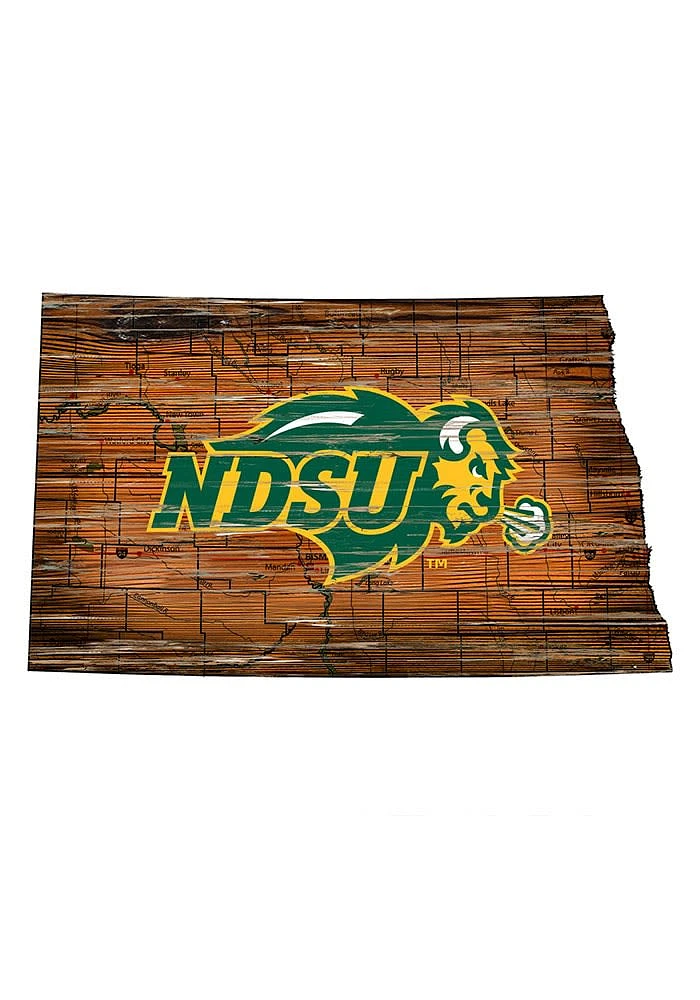North Dakota State Bison Mini Roadmap State Sign - Green