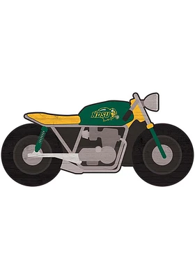 North Dakota State Bison Motorcycle Cutout Sign - Green