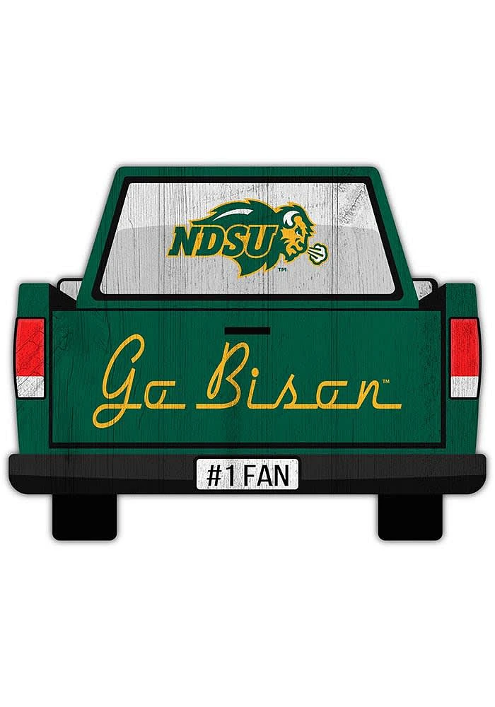 North Dakota State Bison Truck Back Cutout Sign - Green