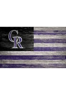 Colorado Rockies Distressed Flag 11x19 Sign - Black
