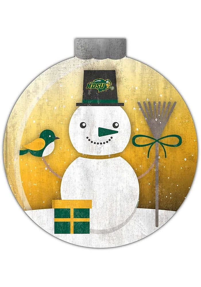 North Dakota State Bison Snowglobe 12 Inch Sign - Green