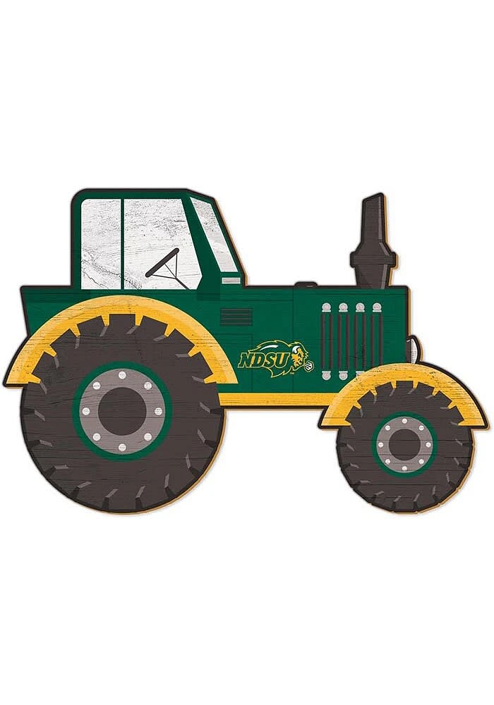 North Dakota State Bison Tractor Cutout Sign - Green
