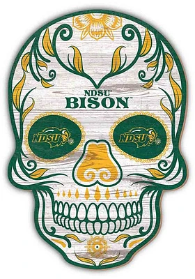 North Dakota State Bison 12 Inch Sugar Skull Sign - Green