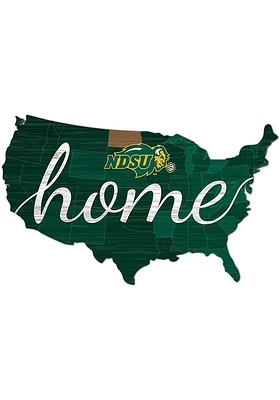 North Dakota State Bison USA Shape Cutout Sign - Green