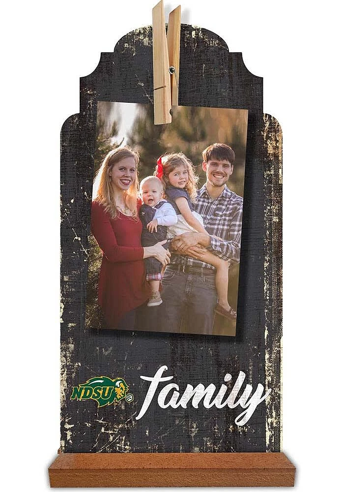 North Dakota State Bison Family Clothespin Sign - Green
