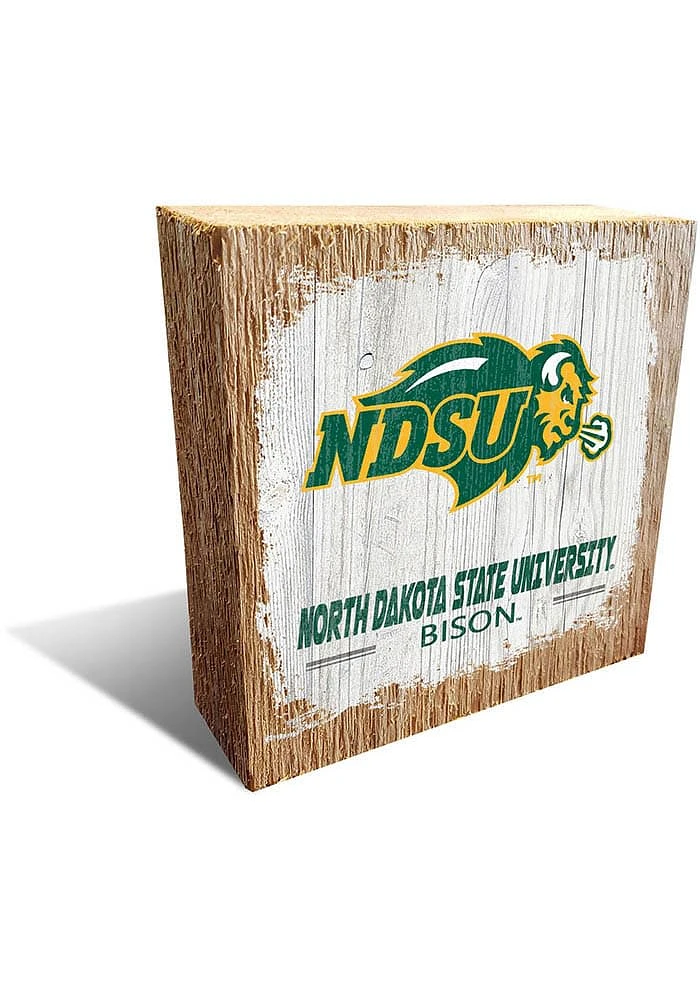 North Dakota State Bison Logo Block Sign - Green