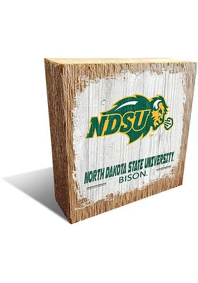 North Dakota State Bison Logo Block Sign - Green