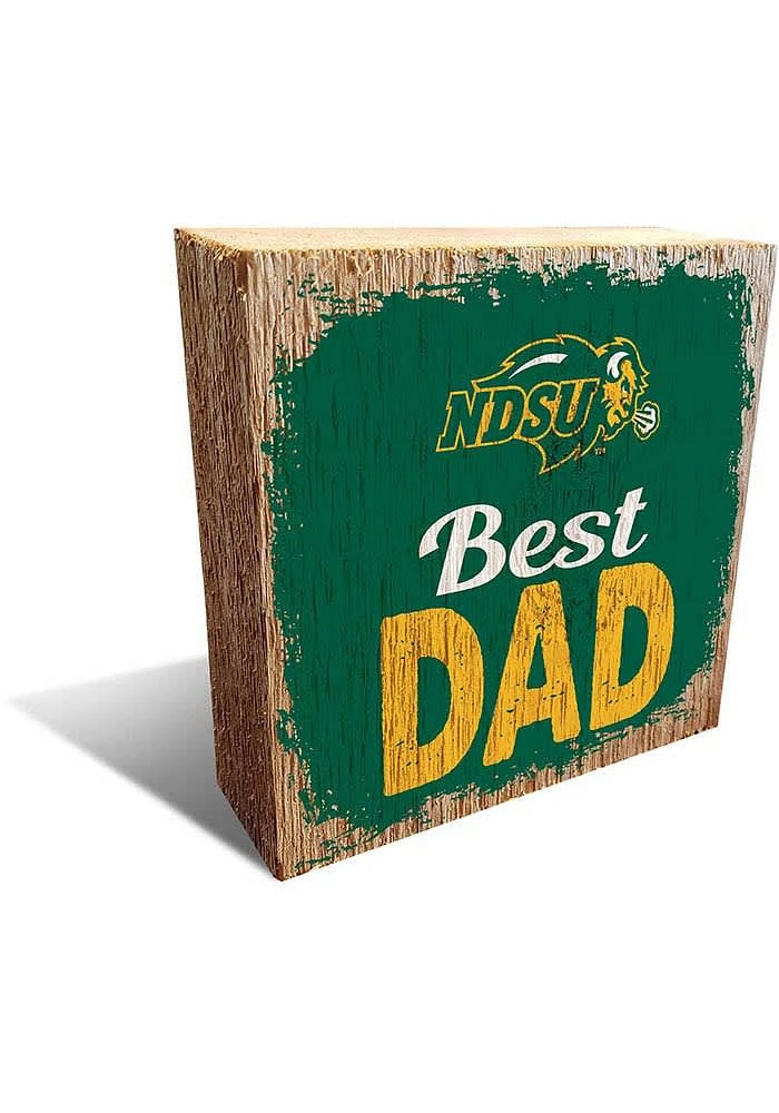 North Dakota State Bison Best Dad Block Sign - Green
