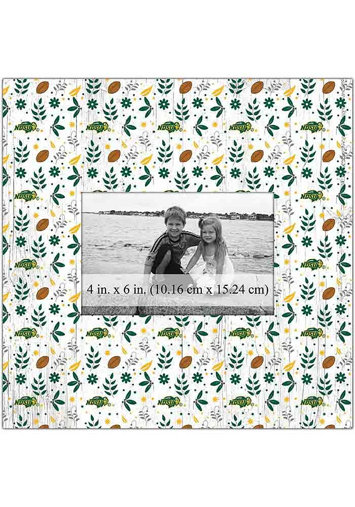 North Dakota State Bison Floral Pattern Picture Frame - Green